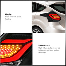 Load image into Gallery viewer, Ford Focus Hatchback 2012-2014 LED Bar Tail Lights Black Housing Clear Len Red Tube