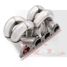 Load image into Gallery viewer, Acura Integra 1990-2001 / Honda Civic 1988-2000 / CRX 1988-1991 / Del Sol 1993-1997 B-Series B16 B18 B20 T3/T4 Ram Horn Stainless Steel Turbo Manifold (38mm Wastegate Flange)