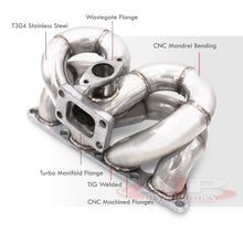 Load image into Gallery viewer, Acura Integra 1990-2001 / Honda Civic 1988-2000 / CRX 1988-1991 / Del Sol 1993-1997 B-Series B16 B18 B20 T3/T4 Ram Horn Stainless Steel Turbo Manifold (38mm Wastegate Flange)