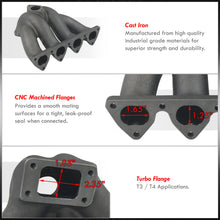 Load image into Gallery viewer, Honda Civic 1988-2000 / CRX 1988-1991 / Del Sol 1993-1997 D-Series D15 D16 Top Mount Cast Iron Turbo Manifold (will Keep AC & PS)