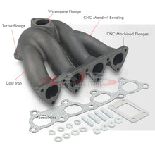 Load image into Gallery viewer, Honda Civic 1988-2000 / CRX 1988-1991 / Del Sol 1993-1997 D-Series D15 D16 Top Mount Cast Iron Turbo Manifold (will Keep AC & PS)