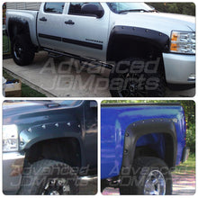 Load image into Gallery viewer, Chevrolet Silverado 1500 2007-2013 / Chevrolet Silverado 2500HD 3500HD 2007-2014 Front & Rear Pocket Rivet Style Wheel Well Fender Flares Black (For Models With 78.0" & 97.6" Beds)