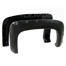 Load image into Gallery viewer, Chevrolet Silverado 1500 2007-2013 / Chevrolet Silverado 2500HD 3500HD 2007-2014 Front & Rear Pocket Rivet Style Wheel Well Fender Flares Black (For Models With 78.0" & 97.6" Beds)