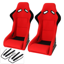 Load image into Gallery viewer, Universal SPG Style Bucket Racing Seats + Sliders Red Cloth