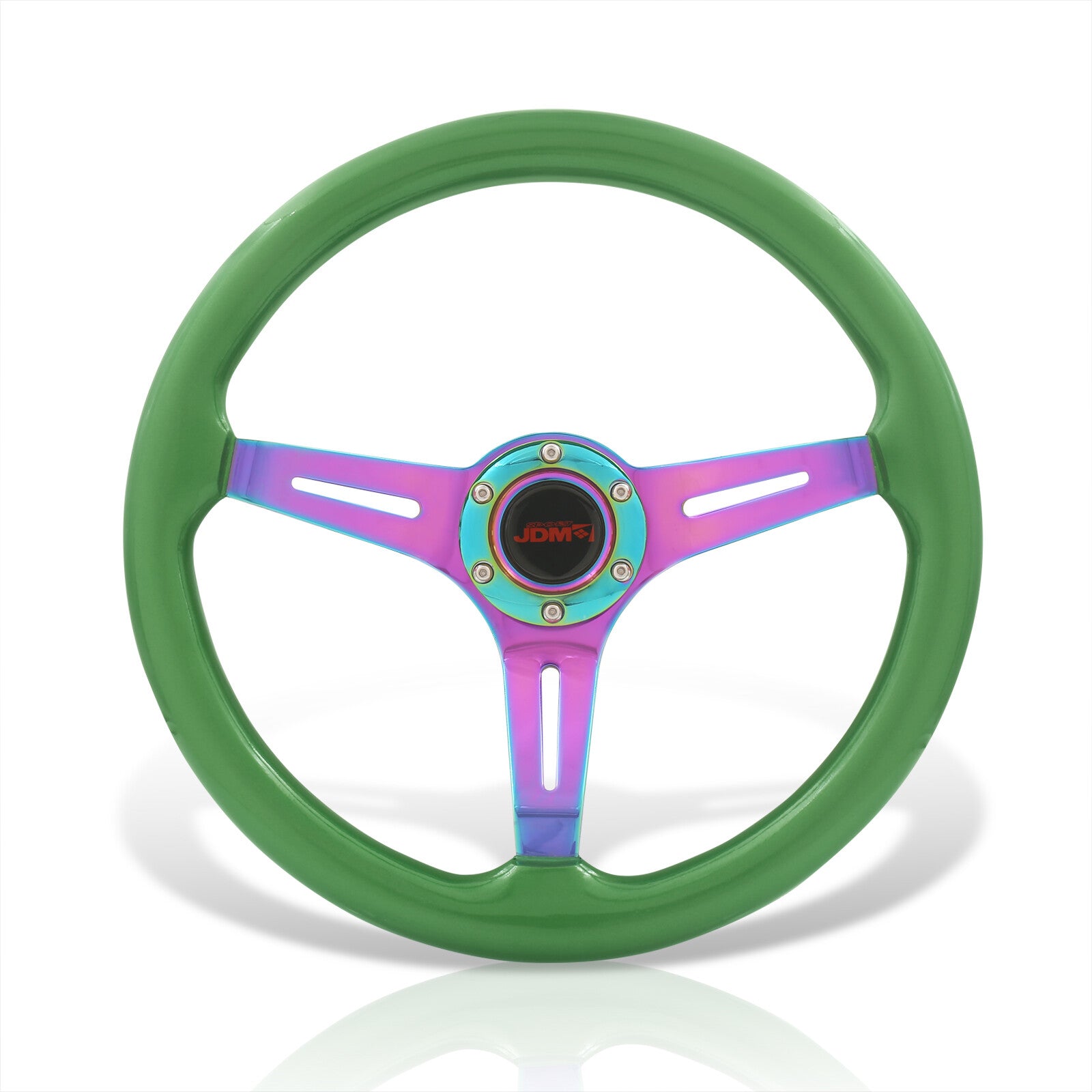 JDM Sport Universal 350mm Wood Grain Style Steel Steering Wheel