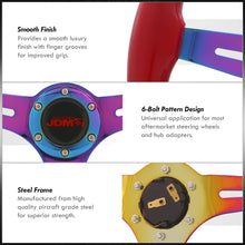 Load image into Gallery viewer, JDM Sport Universal 350mm Wood Grain Style Steel Steering Wheel Neo Chrome Center Red Wood