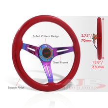 Load image into Gallery viewer, JDM Sport Universal 350mm Wood Grain Style Steel Steering Wheel Neo Chrome Center Red Wood