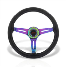 Load image into Gallery viewer, JDM Sport Universal 350mm Wood Grain Style Steel Steering Wheel Neo Chrome Center Black Wood