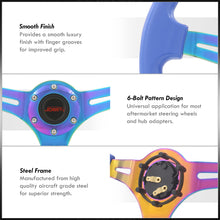 Load image into Gallery viewer, JDM Sport Universal 350mm Heavy Duty Steel Steering Wheel Neo Chrome Center Metallic Blue