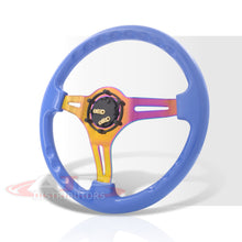 Load image into Gallery viewer, JDM Sport Universal 350mm Heavy Duty Steel Steering Wheel Neo Chrome Center Metallic Blue