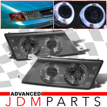 Load image into Gallery viewer, Nissan Sentra / 200SX 1995-1998 LED Halo Projector Headlights Chrome Housing Smoke Len Clear Reflector