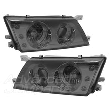Load image into Gallery viewer, Nissan Sentra / 200SX 1995-1998 LED Halo Projector Headlights Chrome Housing Smoke Len Clear Reflector