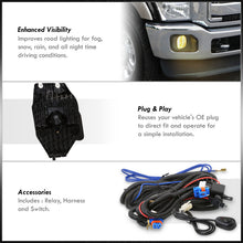 Load image into Gallery viewer, Ford F250 F350 F450 Super Duty 2011-2016 Front Fog Lights Yellow Len (Includes Switch & Wiring Harness)