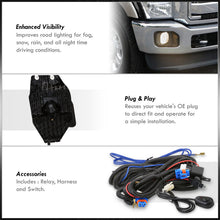 Load image into Gallery viewer, Ford F250 F350 F450 Super Duty 2011-2016 Front Fog Lights Clear Len (Includes Switch & Wiring Harness)