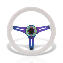 Load image into Gallery viewer, JDM Sport Universal 350mm Wood Grain Style Steel Steering Wheel Neo Chrome Center White Wood
