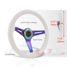 Load image into Gallery viewer, JDM Sport Universal 350mm Wood Grain Style Steel Steering Wheel Neo Chrome Center White Wood