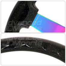 Load image into Gallery viewer, NRG Black Sparkled Wood Grain Wheel (3" Deep), 350mm, 3 Solid spoke center in Neochrome