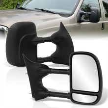 Load image into Gallery viewer, Ford F250 F350 F450 F550 1999-2016 / Excursion 2001-2005 Telescopic Extendable Manual Towing Mirrors Black