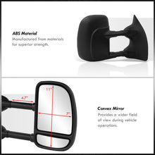 Load image into Gallery viewer, Ford F250 F350 F450 F550 1999-2016 / Excursion 2001-2005 Telescopic Extendable Manual Towing Mirrors Black