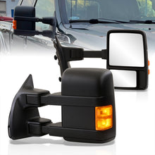 Load image into Gallery viewer, Ford F250 F350 F450 F550 1999-2016 / Excursion 2001-2005 Telescopic Extendable Manual Towing Mirrors Black