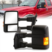 Load image into Gallery viewer, Ford F250 F350 F450 F550 1999-2016 / Excursion 2001-2005 Telescopic Extendable Heated Power Towing Mirrors Black