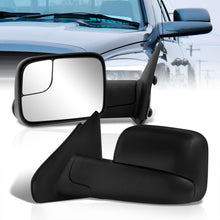 Load image into Gallery viewer, Dodge Ram 1500 2002-2008 / 2500 3500 2003-2009 Extended Flip Up Manual Towing Mirrors Black