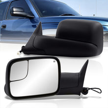 Load image into Gallery viewer, Dodge Ram 1500 1998-2001 / 2500 3500 1998-2002 Extended Flip Up Heated Power Towing Mirrors Black