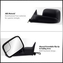 Load image into Gallery viewer, Dodge Ram 1500 1998-2001 / 2500 3500 1998-2002 Extended Flip Up Heated Power Towing Mirrors Black