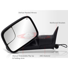 Load image into Gallery viewer, Dodge Ram 1500 1998-2001 / 2500 3500 1998-2002 Extended Flip Up Heated Power Towing Mirrors Black