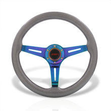 Load image into Gallery viewer, JDM Sport Universal 350mm Wood Grain Style Steel Steering Wheel Neo Chrome Center Metallic Gunmetal Wood
