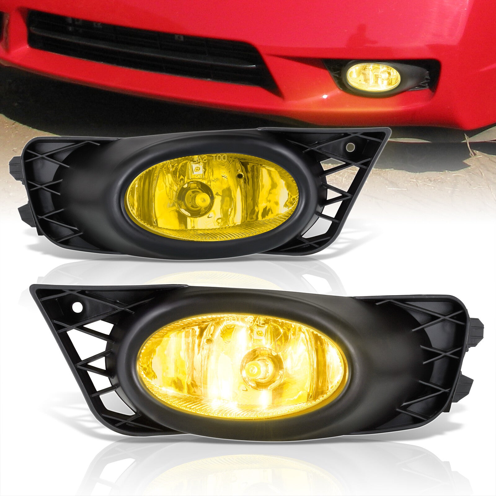 Honda Civic 2009-2011 Fog Lights Assembly Clear Lens Fog Lights Assembly For 2009-2011 Honda Civic Sedan - Clear Lens With Wiring Harness Civic Driving Lights