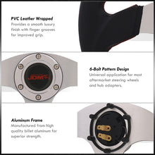 Load image into Gallery viewer, JDM Sport Universal 320mm Type-R Style Aluminum Steering Wheel Silver Center with Red Stitching