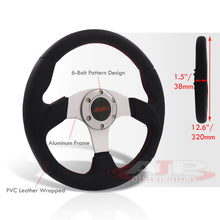 Load image into Gallery viewer, JDM Sport Universal 320mm Type-R Style Aluminum Steering Wheel Silver Center with Red Stitching