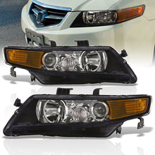 Load image into Gallery viewer, Acura TSX 2004-2008 Factory Style Headlights Black Housing Clear Len Amber Reflector
