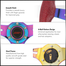 Load image into Gallery viewer, JDM Sport Universal 350mm Wood Grain Style Steel Steering Wheel Neo Chrome Center Metallic Red Wood