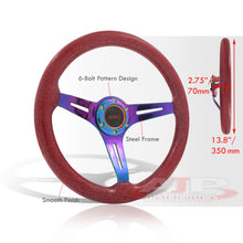 Load image into Gallery viewer, JDM Sport Universal 350mm Wood Grain Style Steel Steering Wheel Neo Chrome Center Metallic Red Wood