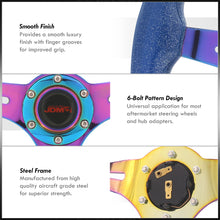 Load image into Gallery viewer, JDM Sport Universal 350mm Wood Grain Style Steel Steering Wheel Neo Chrome Center Metallic Blue Wood