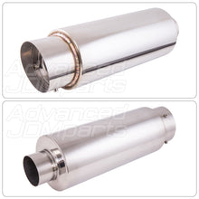 Load image into Gallery viewer, Universal 2.5" Inlet / 4" Slant Tip Fireball Style Stainless Steel Exhaust Muffler Chrome