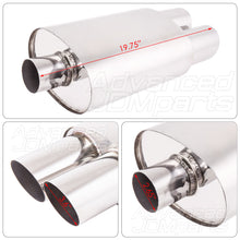 Load image into Gallery viewer, Universal 2.5" Inlet / 3.5" Dual Slant Tips DTM Style Stainless Steel Exhaust Muffler Chrome