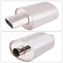 Load image into Gallery viewer, Universal 2.5" Inlet / 5.5" Oval Tip VIP Style Stainless Steel Exhaust Muffler Chrome