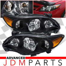 Load image into Gallery viewer, Toyota Corolla 2011-2013 Factory Style Headlights Black Housing Clear Len Amber Reflector