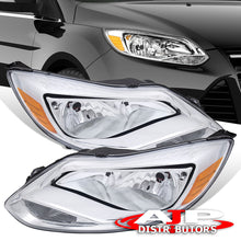 Load image into Gallery viewer, Ford Focus 2012-2014 Factory Style Headlights Chrome Housing Clear Len Amber Reflector