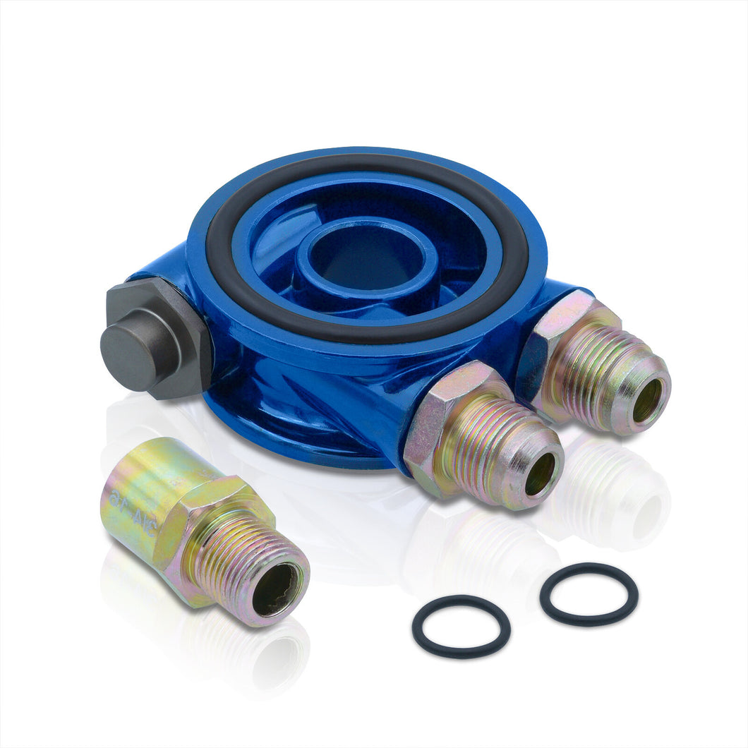 Universal Oil Filter Cooler Sandwich Relocator Adapter Plate with Thermostat Controller Blue