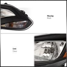 Load image into Gallery viewer, Ford Focus 2012-2014 Factory Style Headlights Black Housing Clear Len Amber Reflector