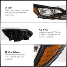Load image into Gallery viewer, Ford Focus 2012-2014 Factory Style Headlights Black Housing Clear Len Amber Reflector
