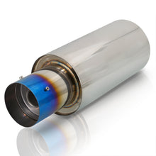 Load image into Gallery viewer, Universal 3" Inlet / 4" Straight Tip N1 Style Stainless Steel Exhaust Muffler Burnt