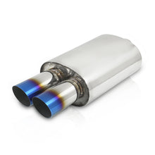 Load image into Gallery viewer, Universal 3" Inlet / 3" Dual Slant Tip DTM Style Stainless Steel Exhaust Muffler Burnt