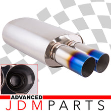 Load image into Gallery viewer, Universal 2.5" Inlet / 3" Dual Straight Tip DTM Style Stainless Steel Exhaust Muffler Burnt