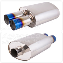 Load image into Gallery viewer, Universal 2.5" Inlet / 3" Dual Straight Tip DTM Style Stainless Steel Exhaust Muffler Burnt