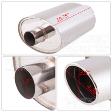 Load image into Gallery viewer, Universal 3" Inlet / 5.5" Oval Tip VIP Style Stainless Steel Exhaust Muffler Chrome